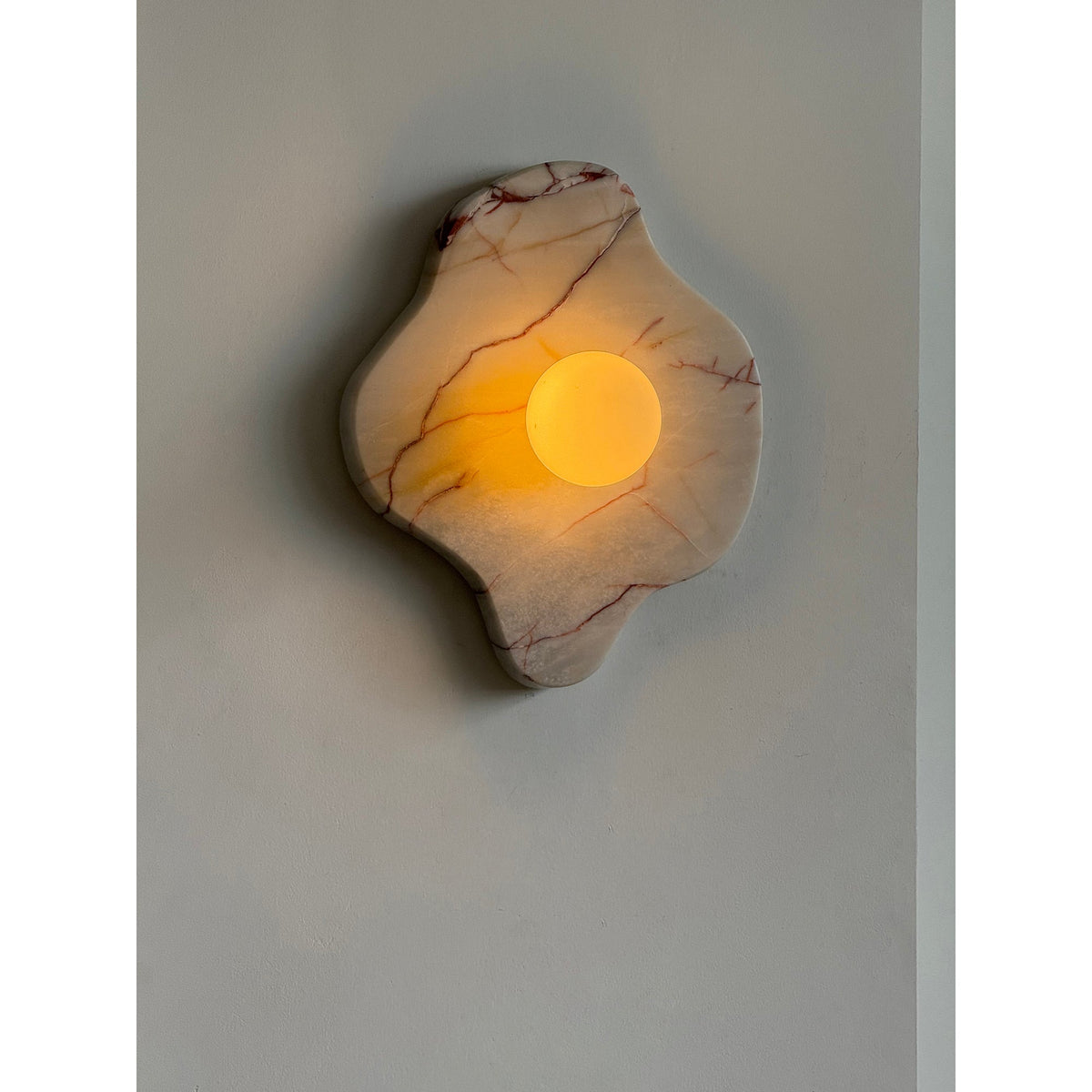 Abnormal Marble Wall Lamp – Natural Stone & Glass Globe Bold Modern Wall Sconce