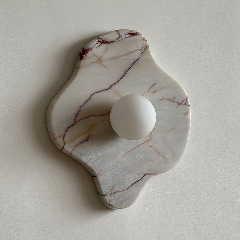 Abnormal Marble Wall Lamp – Natural Stone & Glass Globe Bold Modern Wall Sconce