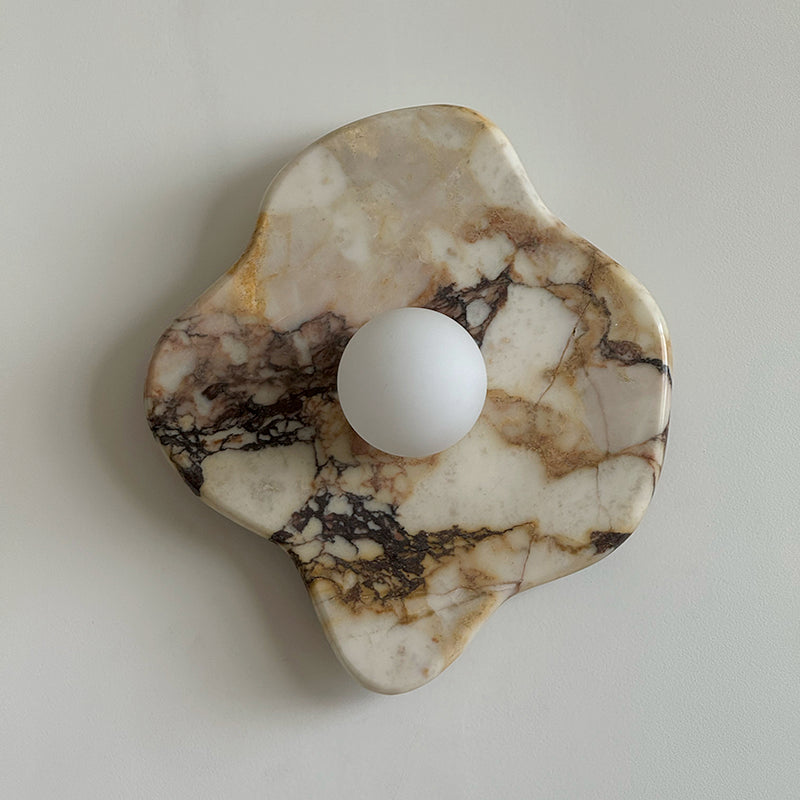 Abnormal Marble Wall Lamp – Natural Stone & Glass Globe Bold Modern Wall Sconce