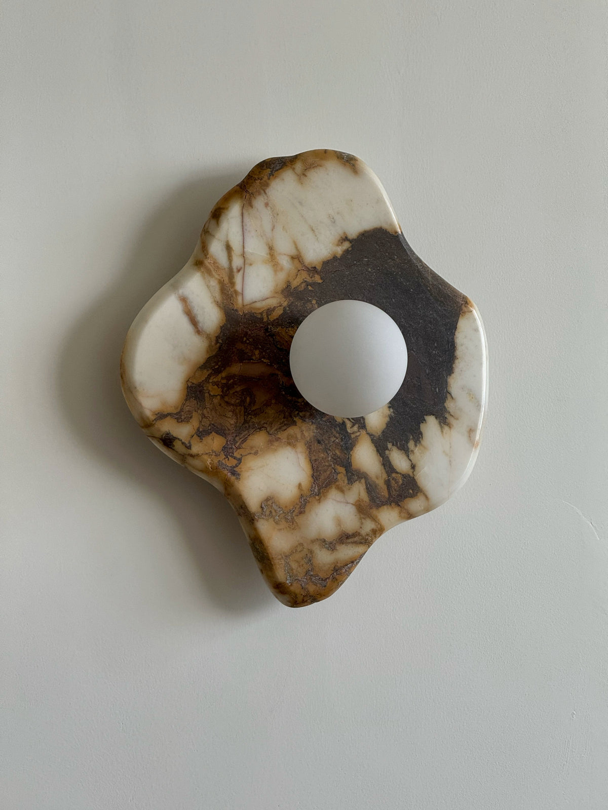 Abnormal Marble Wall Lamp – Natural Stone & Glass Globe Bold Modern Wall Sconce