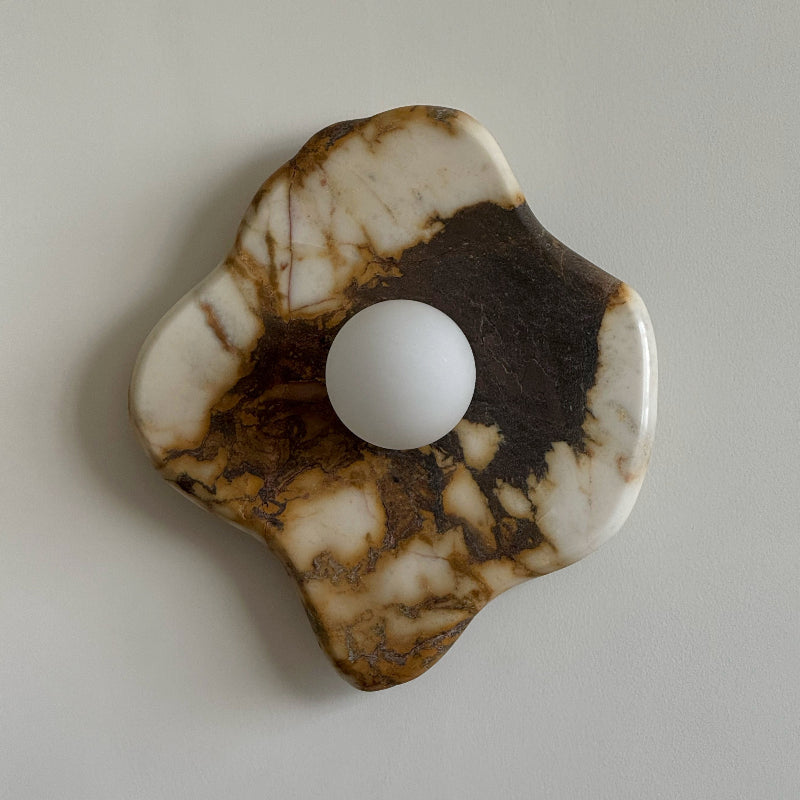 Abnormal Marble Wall Lamp – Natural Stone & Glass Globe Bold Modern Wall Sconce