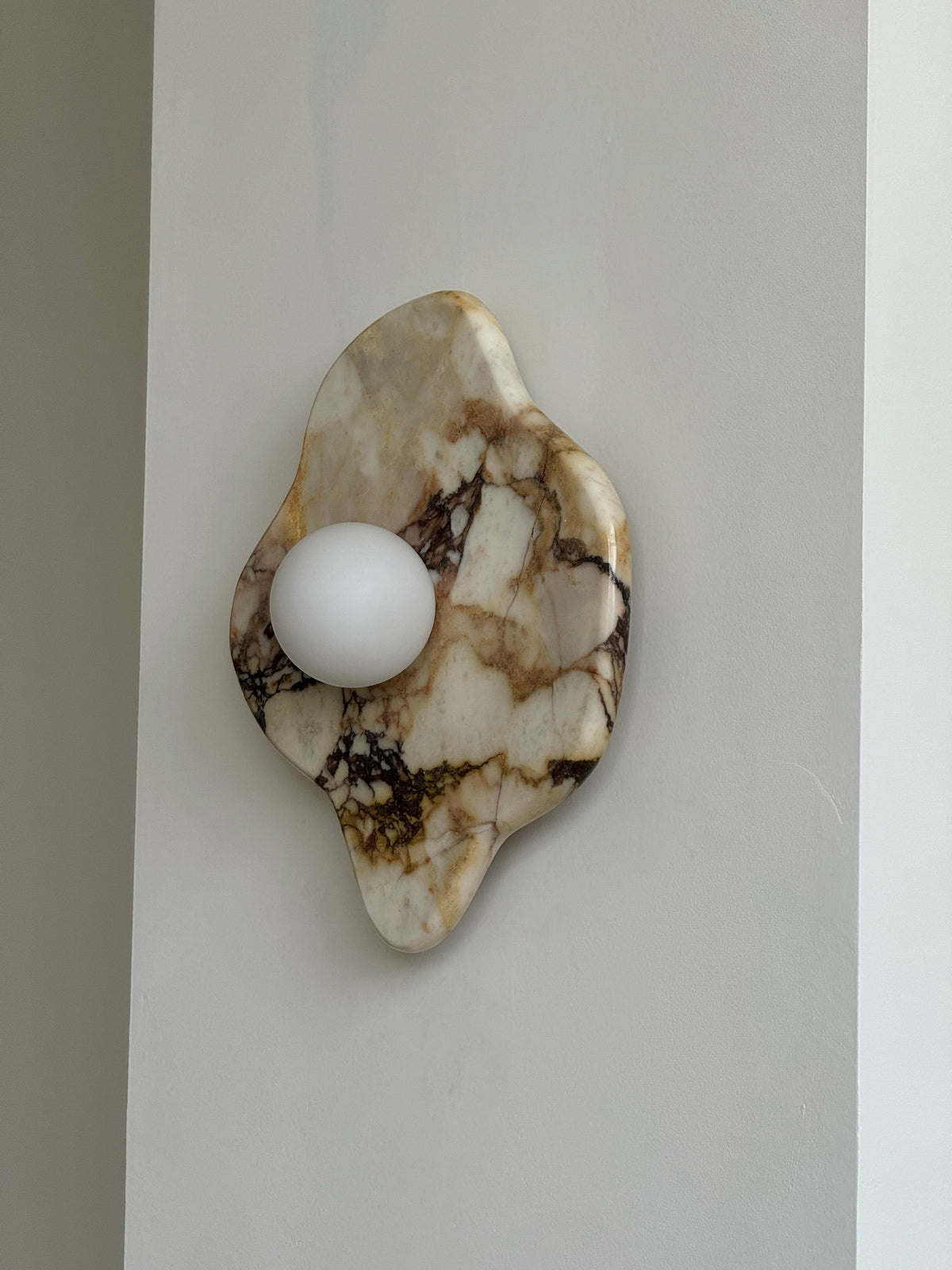 Abnormal Marble Wall Lamp – Natural Stone & Glass Globe Bold Modern Wall Sconce