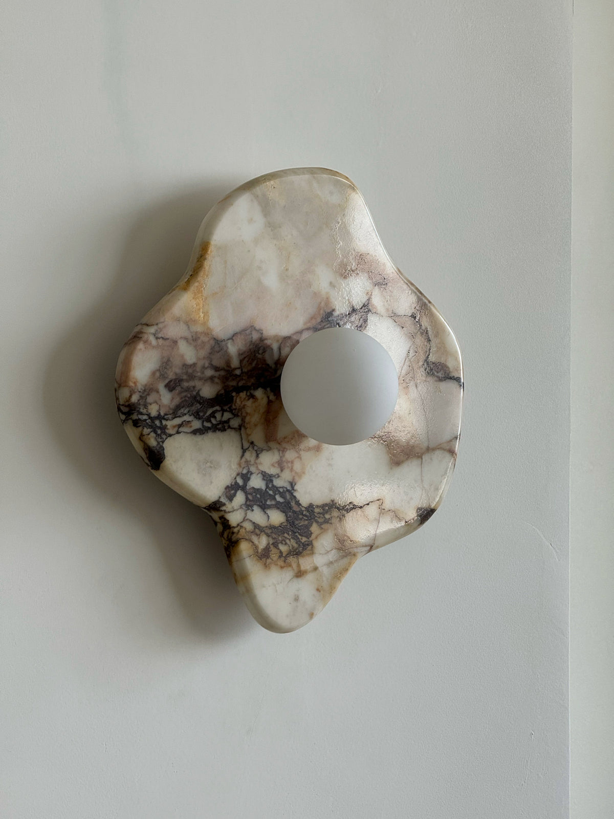 Abnormal Marble Wall Lamp – Natural Stone & Glass Globe Bold Modern Wall Sconce