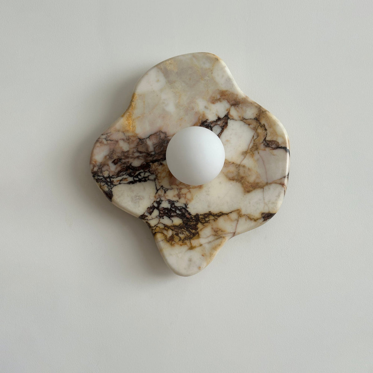 Abnormal Marble Wall Lamp – Natural Stone & Glass Globe Bold Modern Wall Sconce
