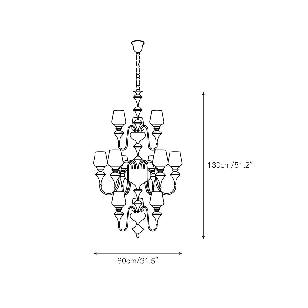 Abrahamson Shaded Tiered Chandelier – Angular Brass & White Glass Multi-Tier Chandelier