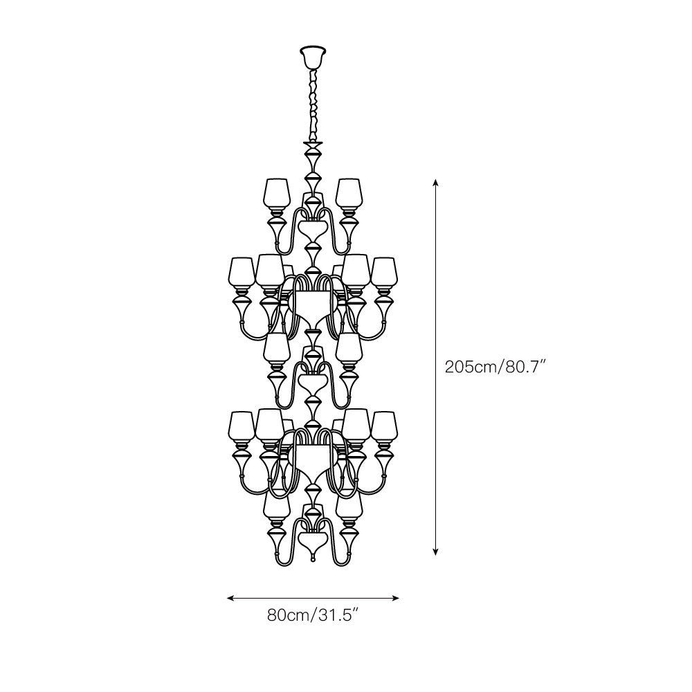 Abrahamson Shaded Tiered Chandelier – Angular Brass & White Glass Multi-Tier Chandelier