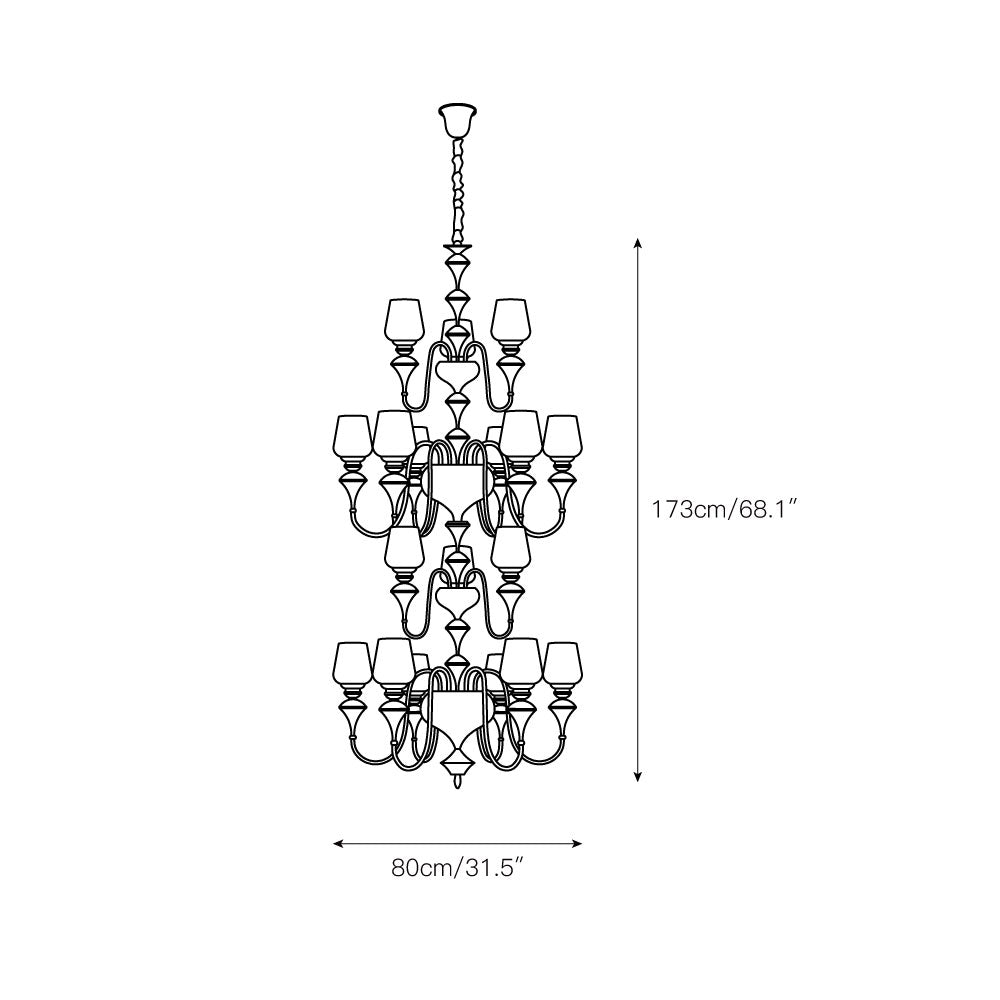 Abrahamson Shaded Tiered Chandelier – Angular Brass & White Glass Multi-Tier Chandelier