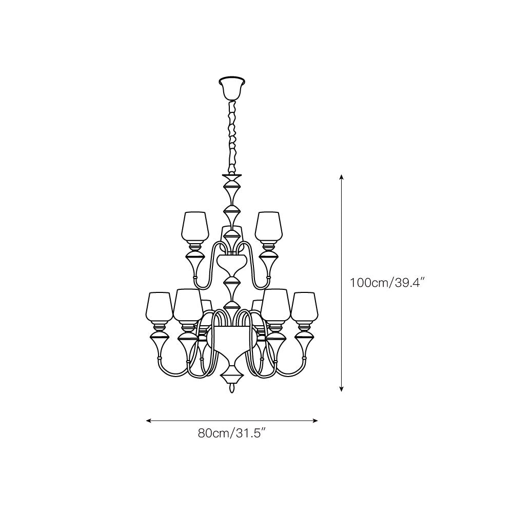 Abrahamson Shaded Tiered Chandelier – Angular Brass & White Glass Multi-Tier Chandelier