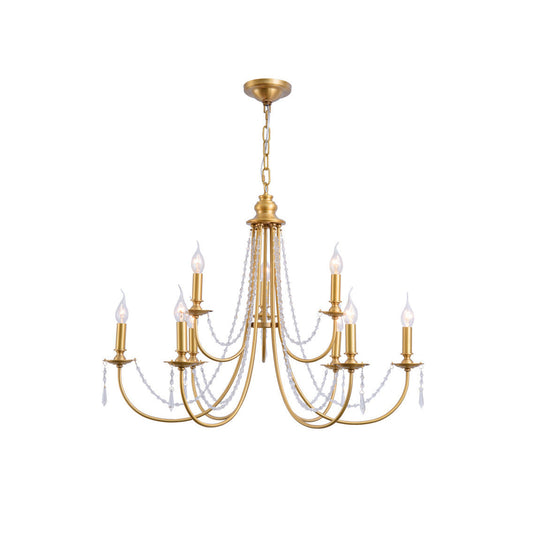Acroma Crystal Chandelier – Warm Brass & Dazzling Crystal Modern Chandelier