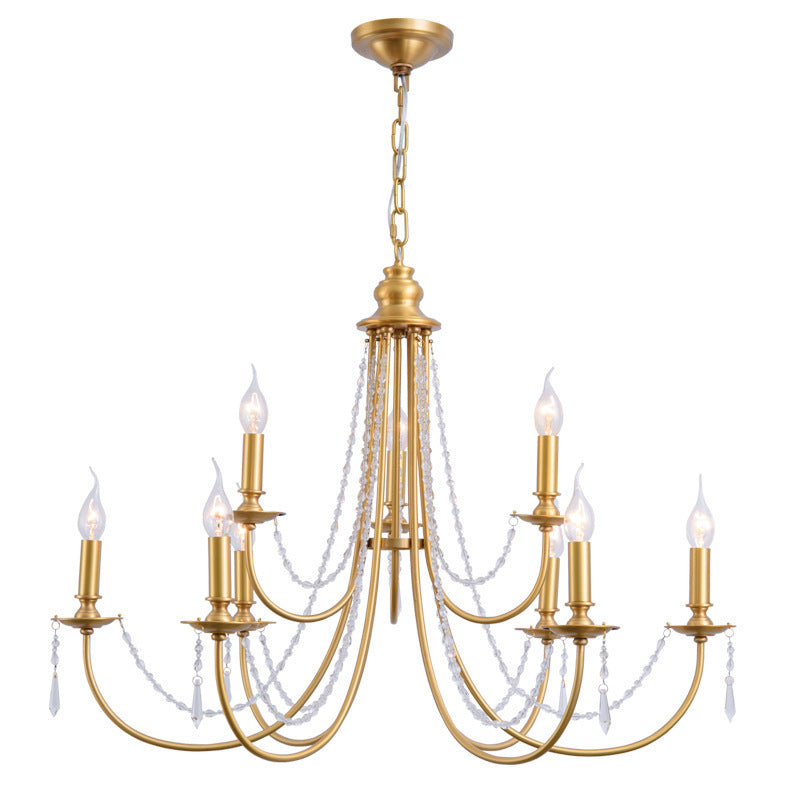 Acroma Crystal Chandelier – Warm Brass & Dazzling Crystal Modern Chandelier