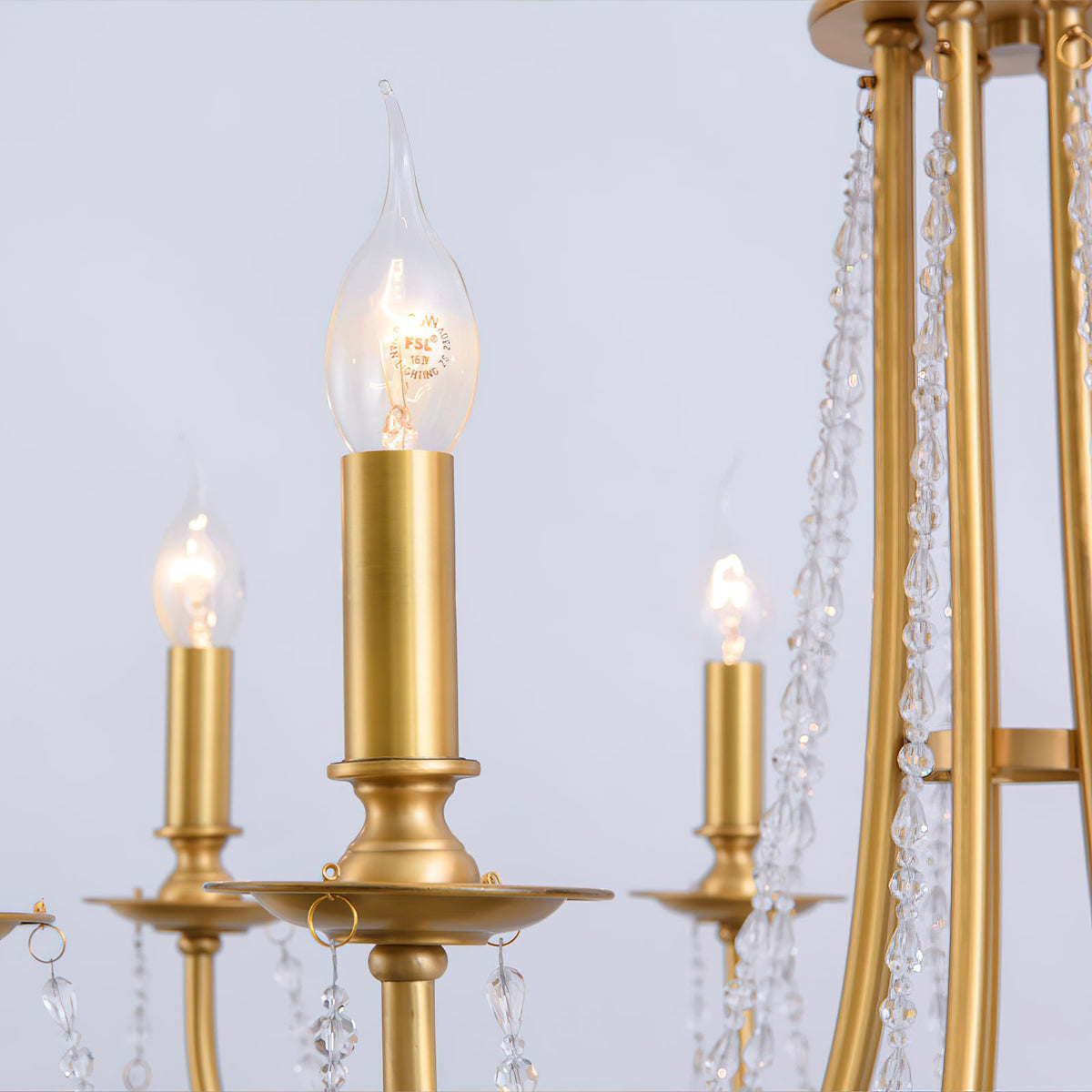 Acroma Crystal Chandelier – Warm Brass & Dazzling Crystal Modern Chandelier