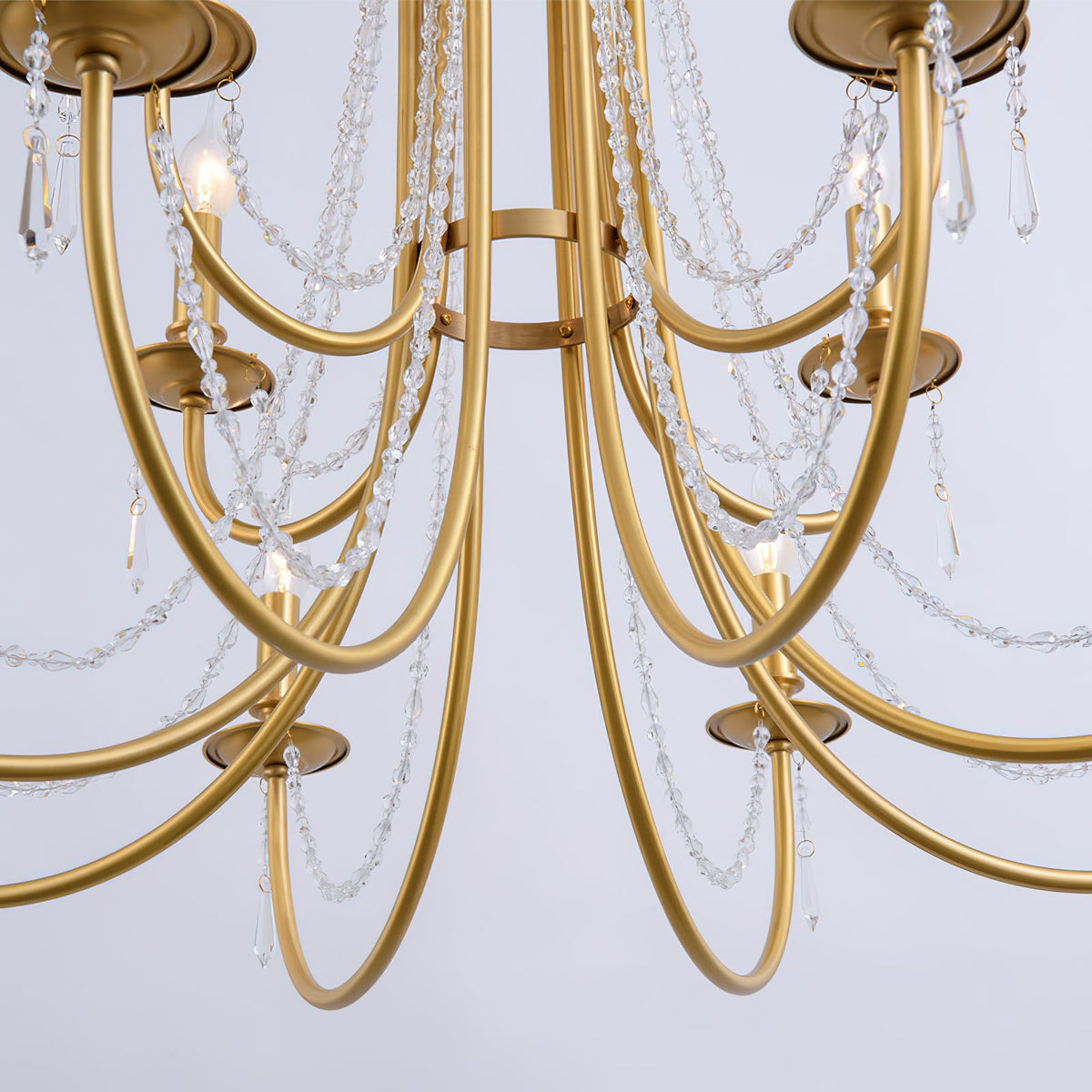 Acroma Crystal Chandelier – Warm Brass & Dazzling Crystal Modern Chandelier