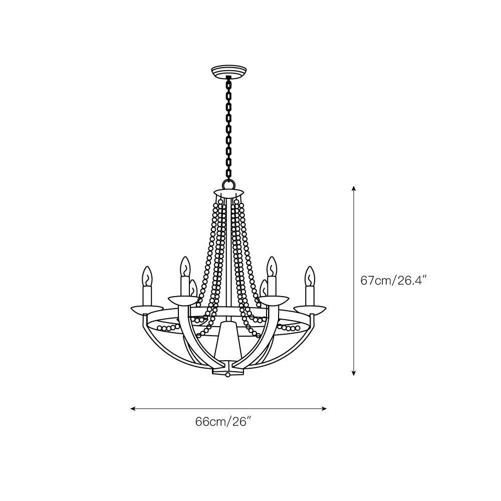 Adan Chandelier – Coastal Boho Beaded & Distressed Wood 6-Light Chandelier