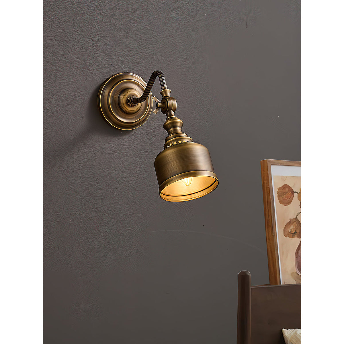 Addison Gooseneck Wall Lamp – Antique Brass Adjustable Arm Vintage Wall Sconce