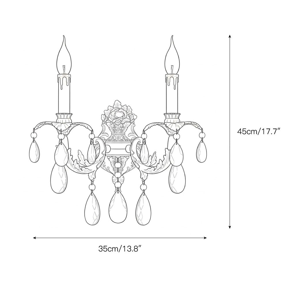 Adriana Brass Wall Lamp – French Provincial Opulent Brass & Crystal Sconce