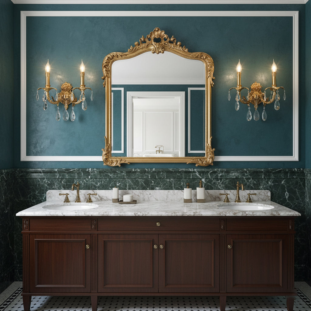 Adriana Brass Wall Lamp – French Provincial Opulent Brass & Crystal Sconce