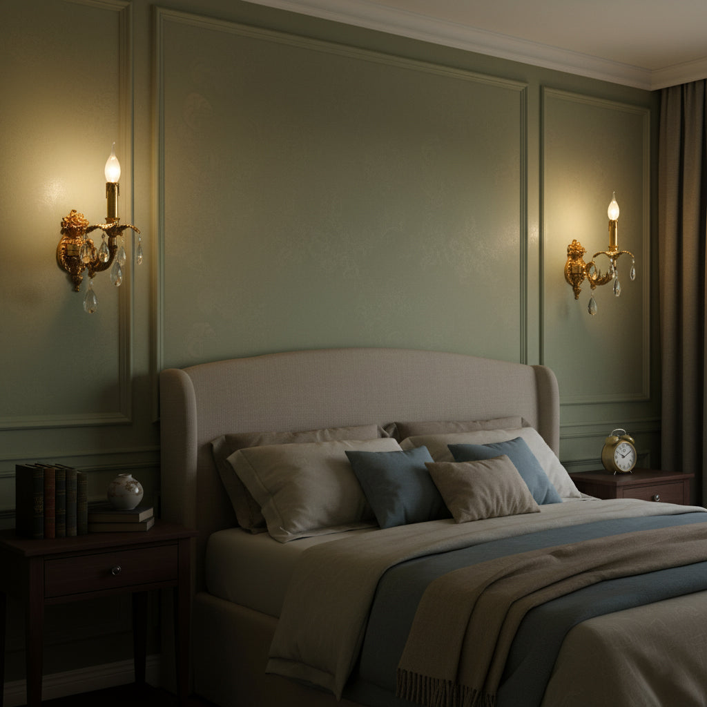 Adriana Brass Wall Lamp – French Provincial Opulent Brass & Crystal Sconce