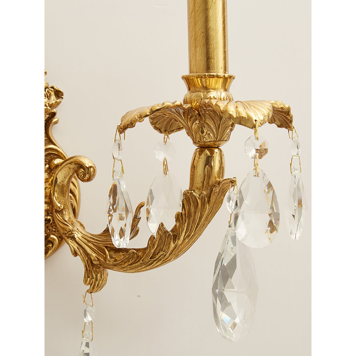 Adriana Brass Wall Lamp – French Provincial Opulent Brass & Crystal Sconce