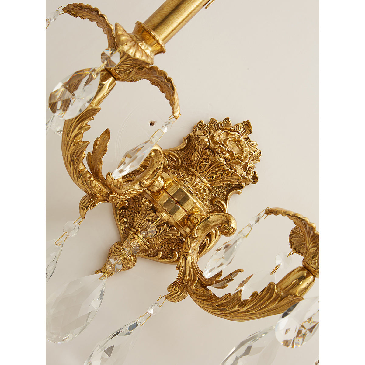Adriana Brass Wall Lamp – French Provincial Opulent Brass & Crystal Sconce