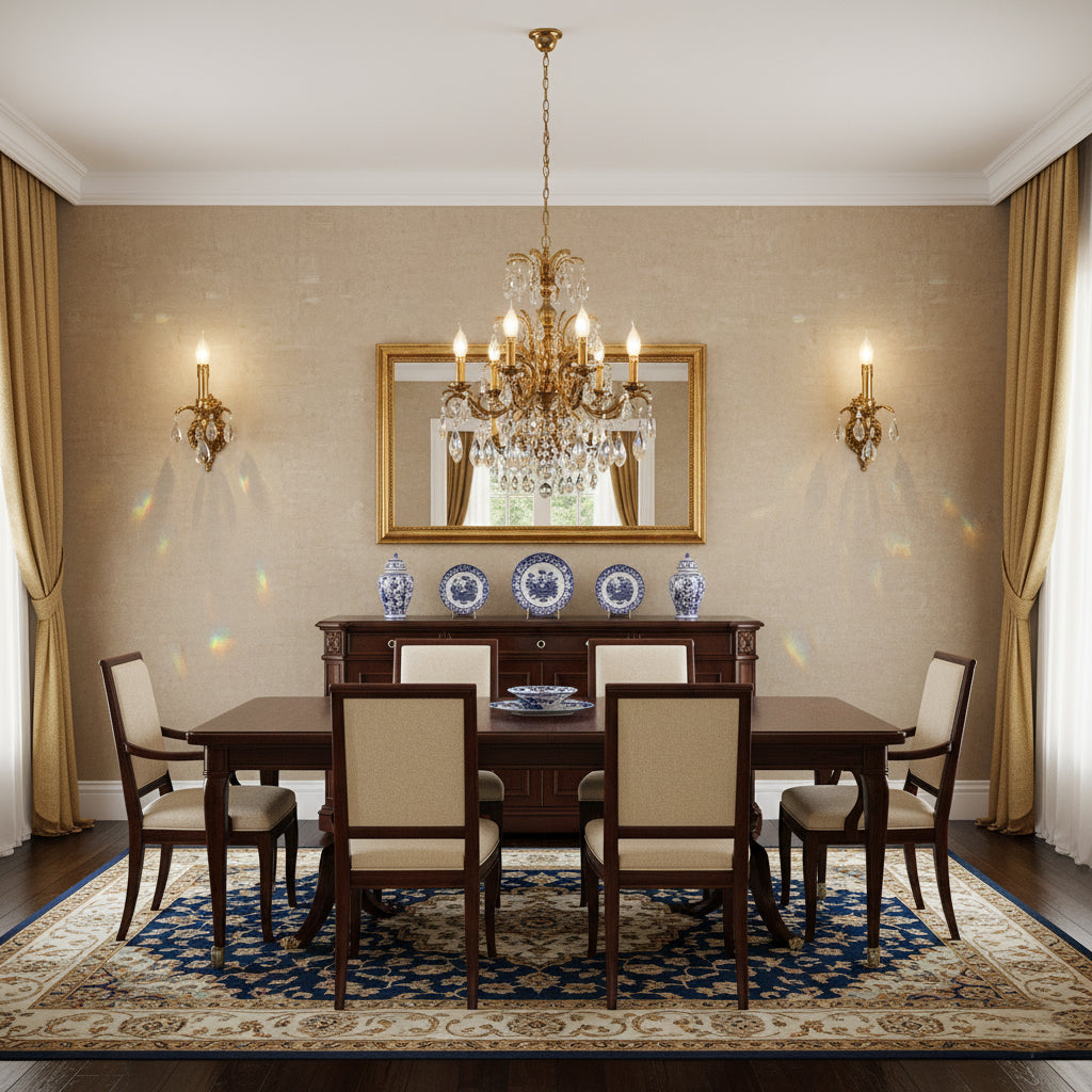 Adriana Brass Wall Lamp – French Provincial Opulent Brass & Crystal Sconce