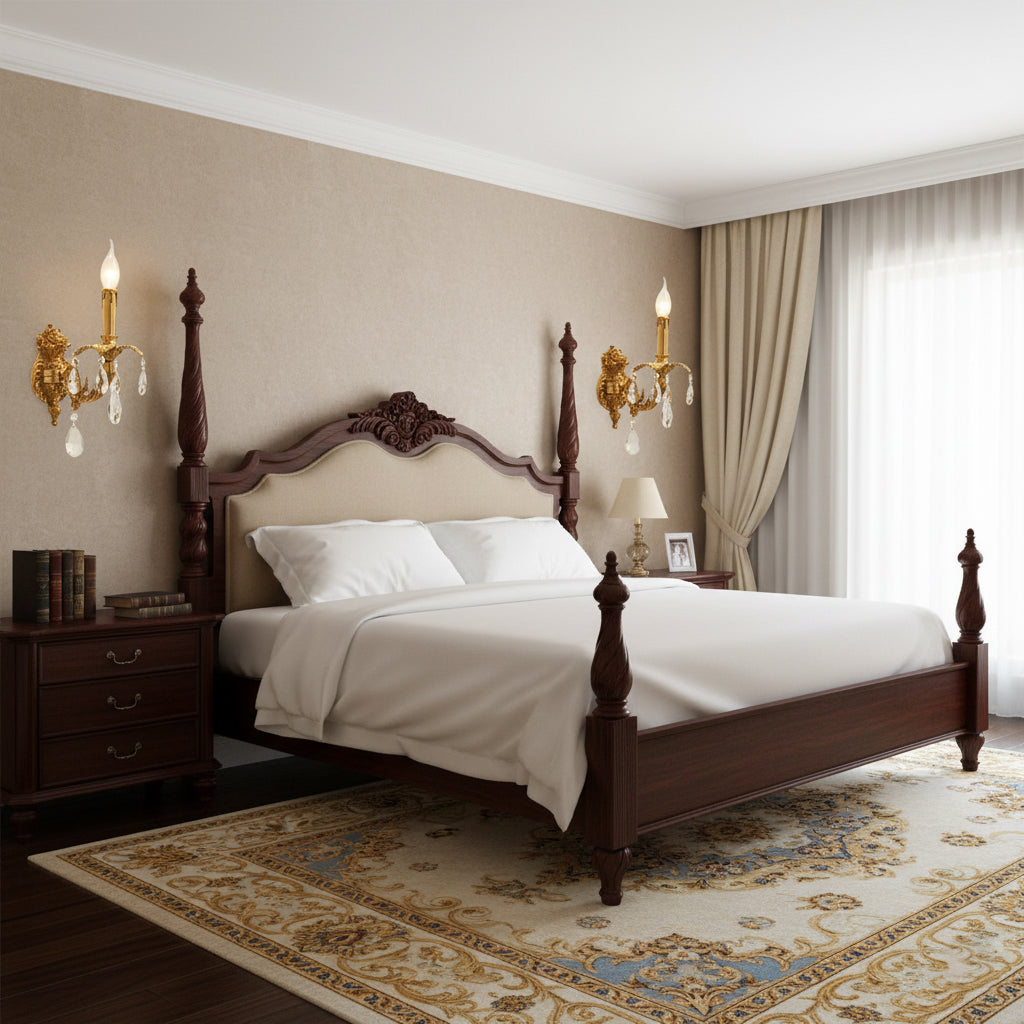 Adriana Brass Wall Lamp – French Provincial Opulent Brass & Crystal Sconce