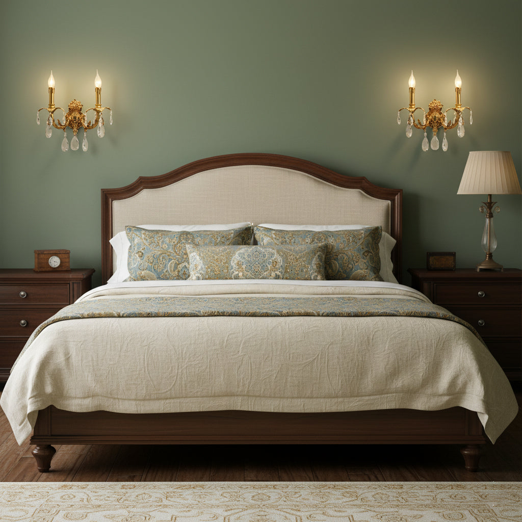 Adriana Brass Wall Lamp – French Provincial Opulent Brass & Crystal Sconce