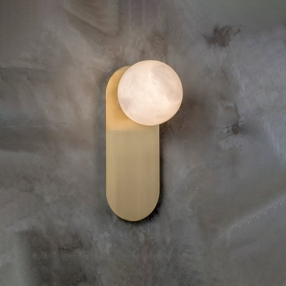 Adrion Alabaster Wall Lamp – Metal & Natural Stone Column Wall Sconce