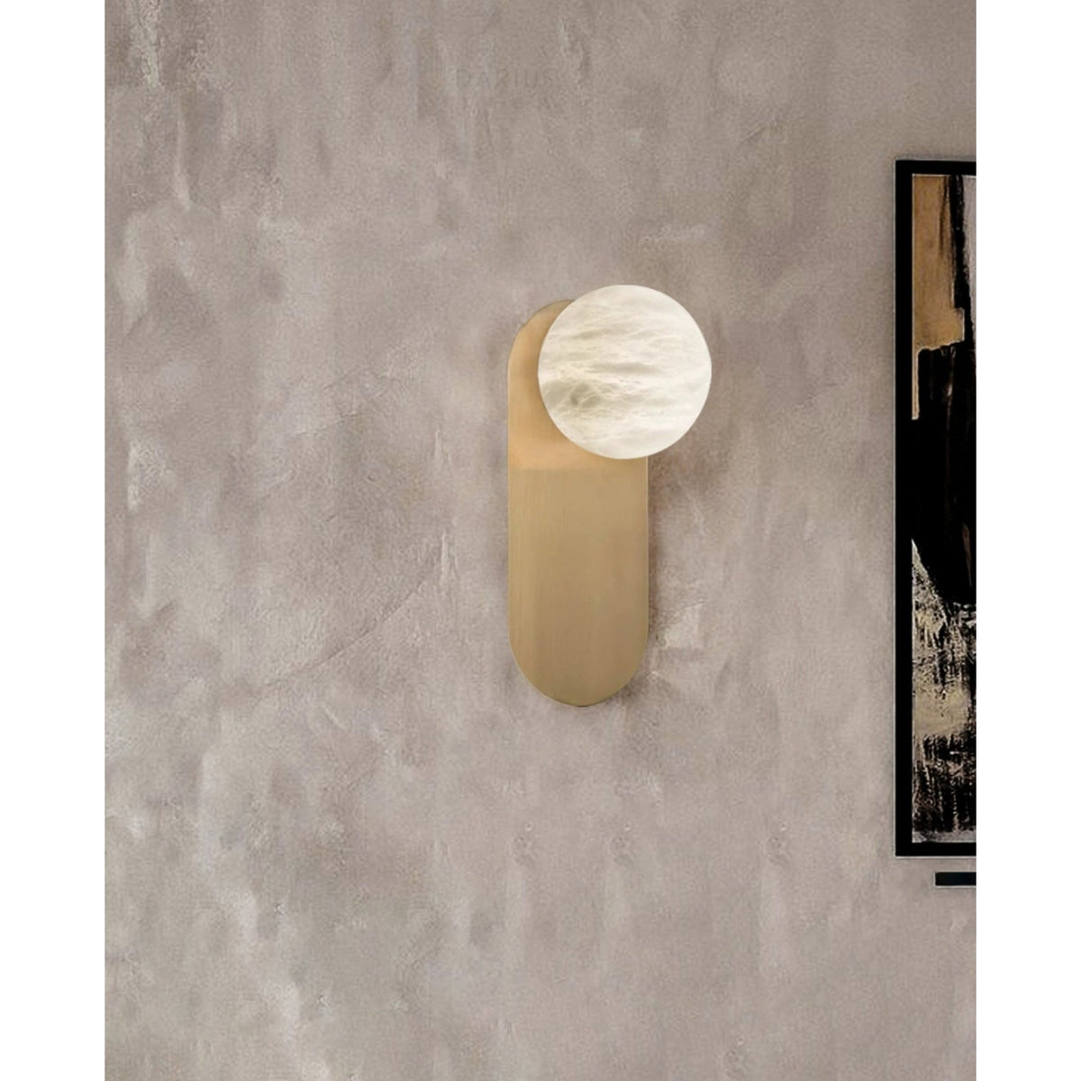 Adrion Alabaster Wall Lamp – Metal & Natural Stone Column Wall Sconce