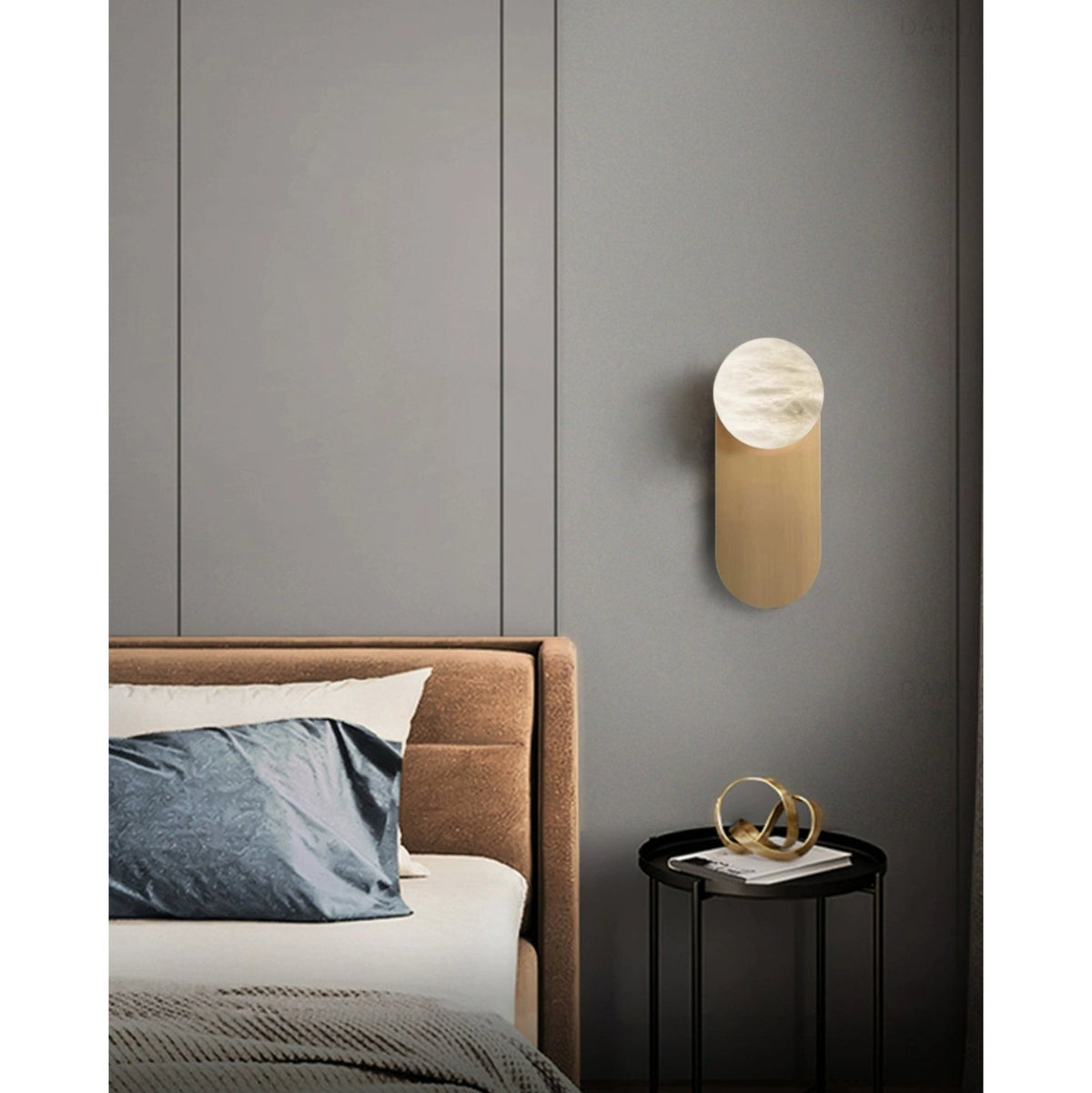 Adrion Alabaster Wall Lamp – Metal & Natural Stone Column Wall Sconce