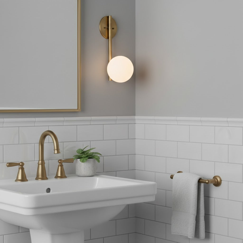 Adrion Wall Lamp – Bronze & Glass Globe Modern Linear Wall Sconce