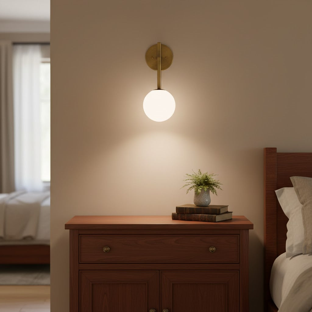 Adrion Wall Lamp – Bronze & Glass Globe Modern Linear Wall Sconce