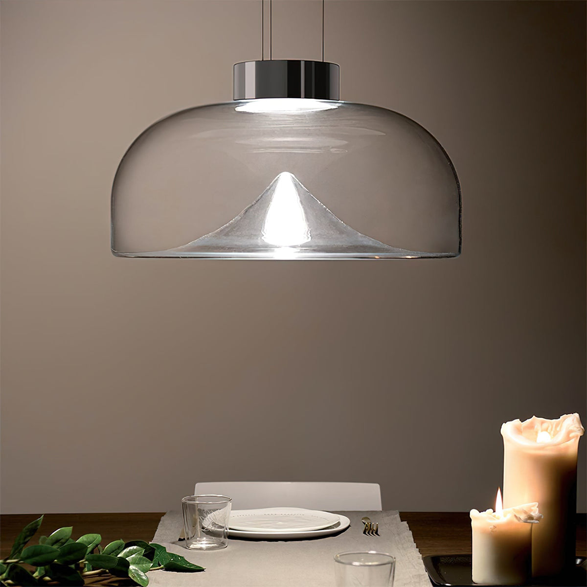 Aella Glass Pendant Light – Handblown Glass Whirlwind & Aluminum Pendant