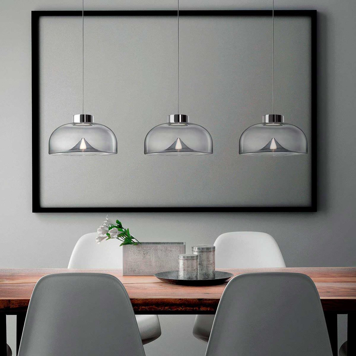 Aella Glass Pendant Light – Handblown Glass Whirlwind & Aluminum Pendant
