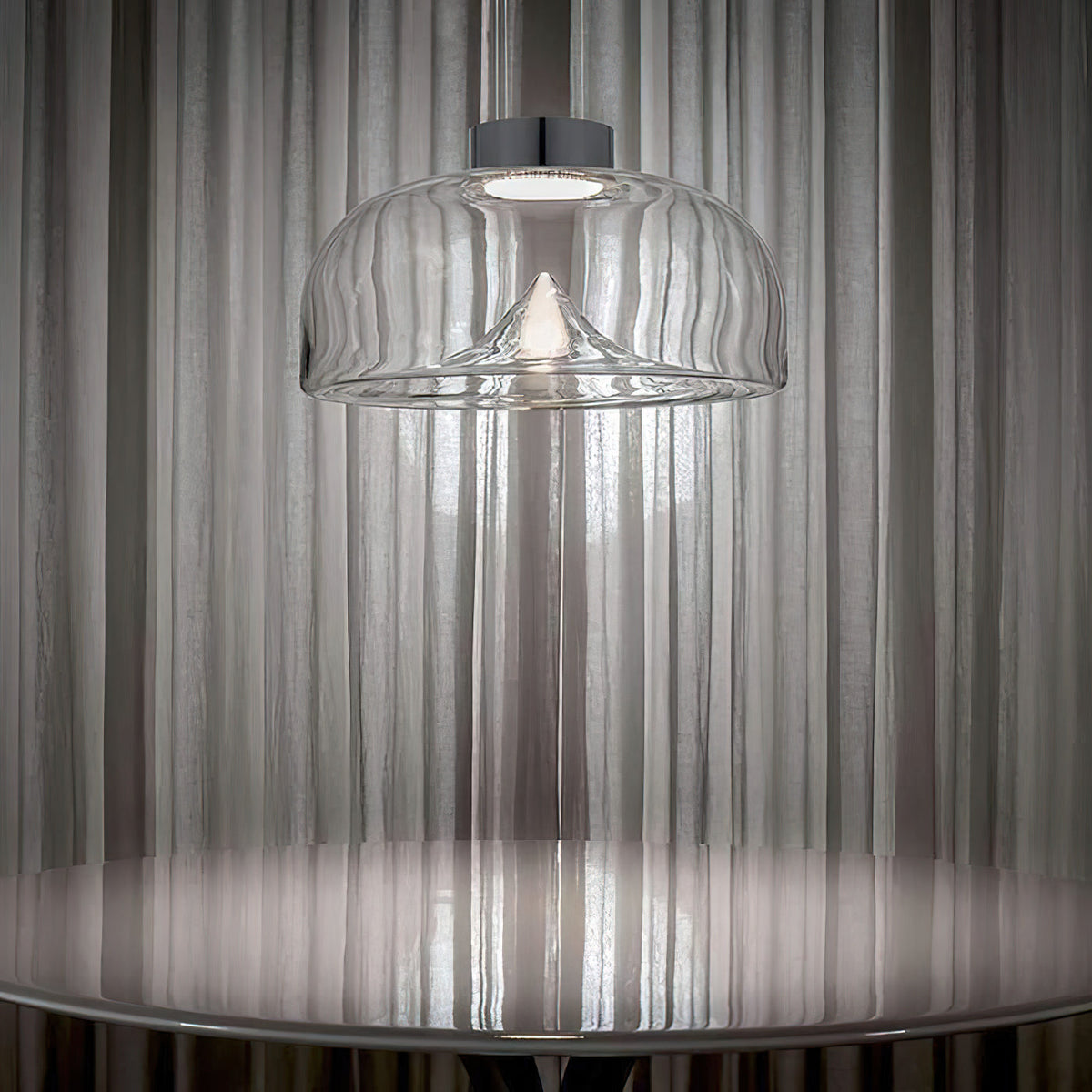 Aella Glass Pendant Light – Handblown Glass Whirlwind & Aluminum Pendant