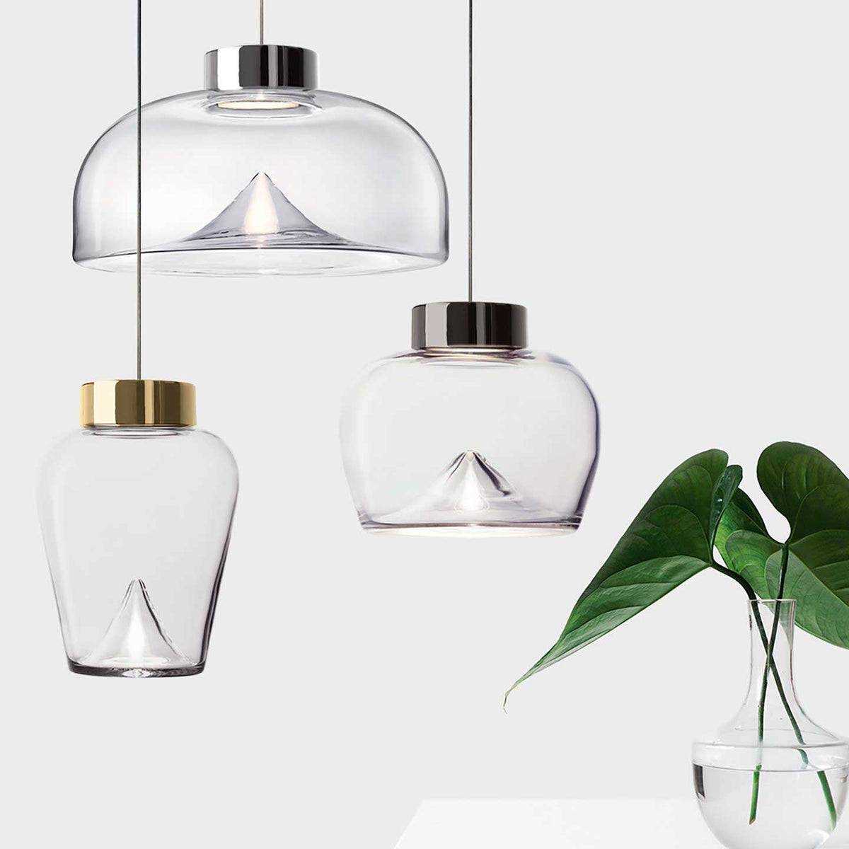 Aella Glass Pendant Light – Handblown Glass Whirlwind & Aluminum Pendant