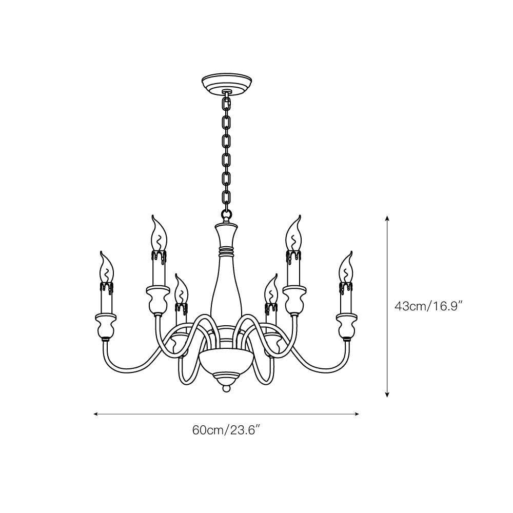 Afralia Wooden Chandelier – Vintage Hand-Carved Wood & Iron Multi-Head Chandelier
