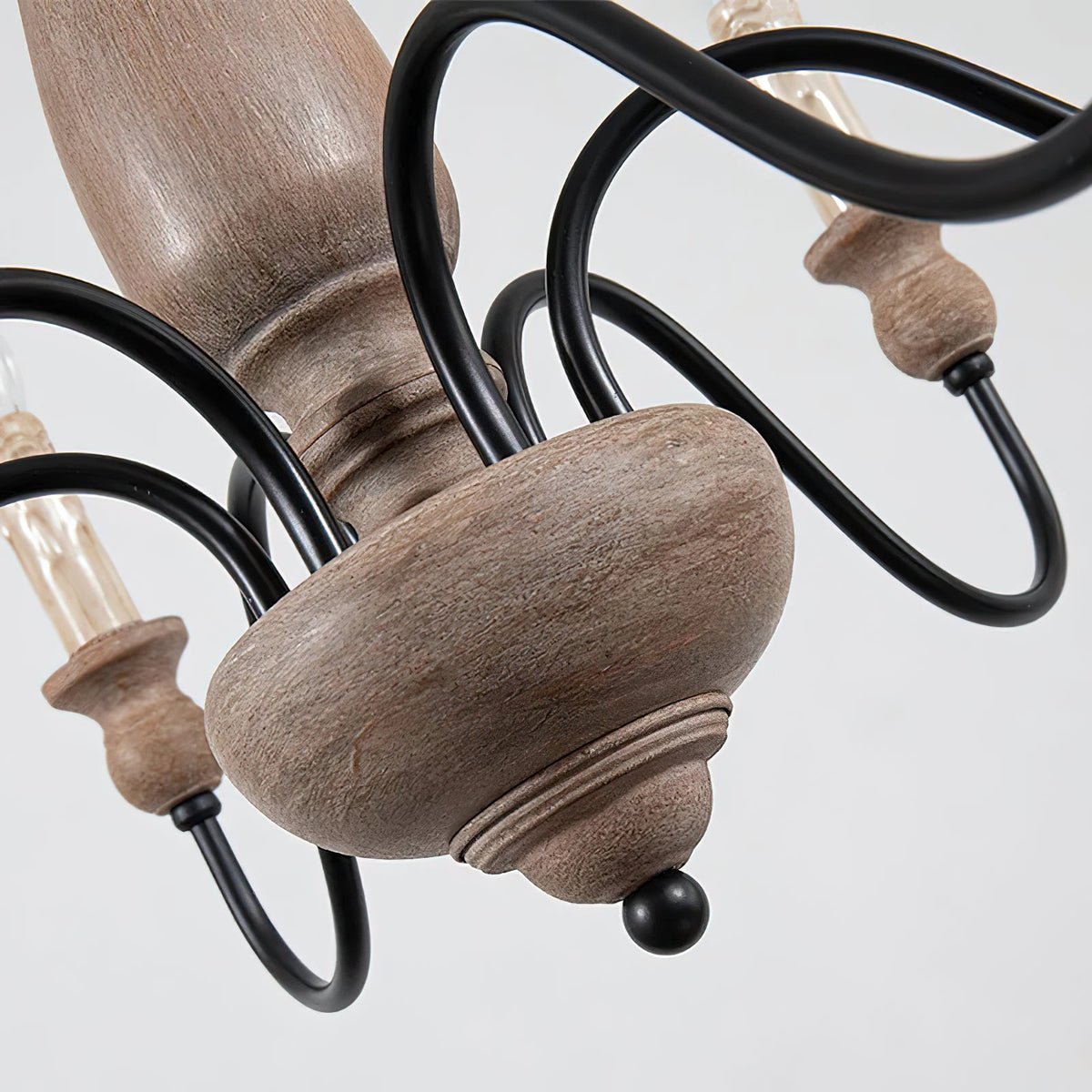 Afralia Wooden Chandelier – Vintage Hand-Carved Wood & Iron Multi-Head Chandelier