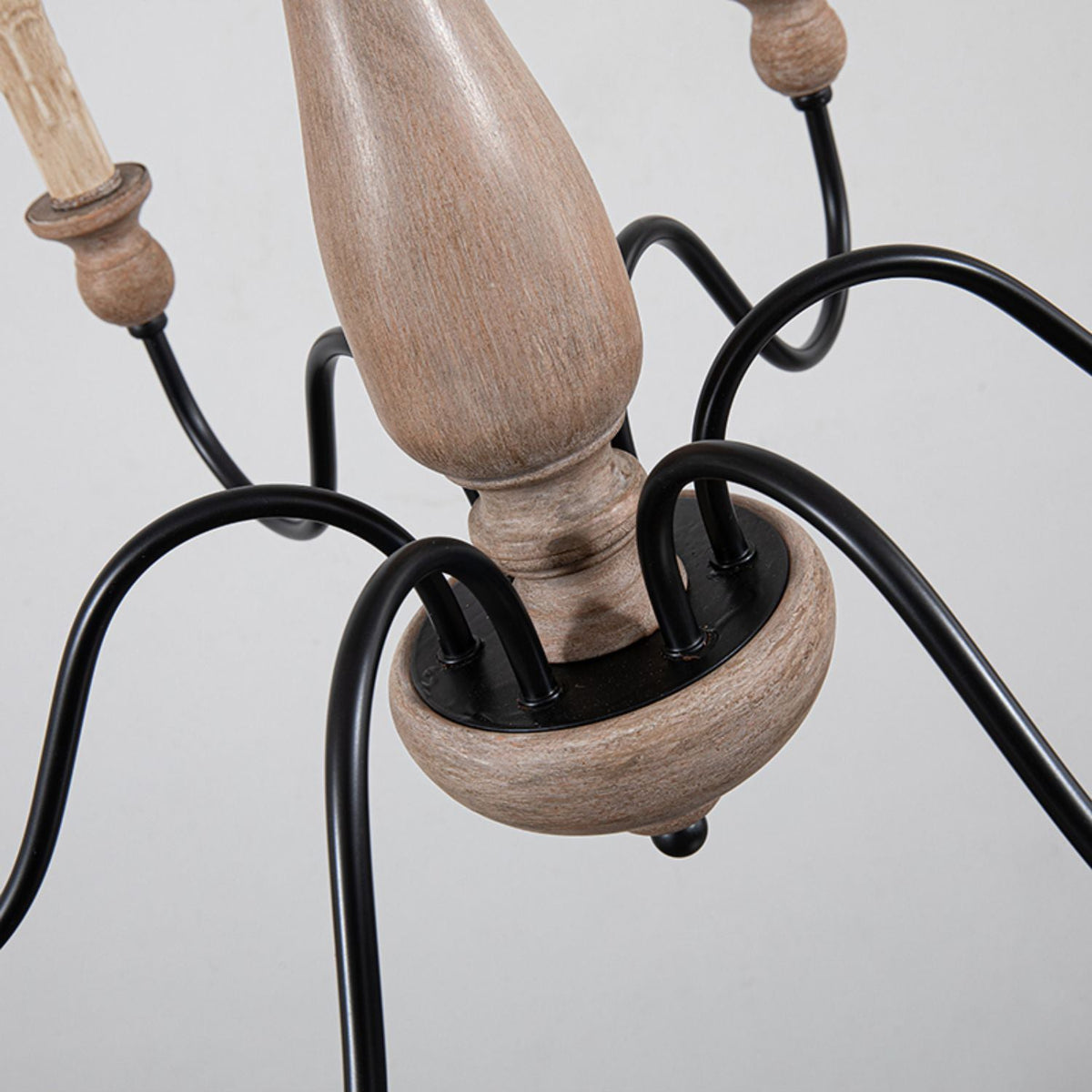 Afralia Wooden Chandelier – Vintage Hand-Carved Wood & Iron Multi-Head Chandelier