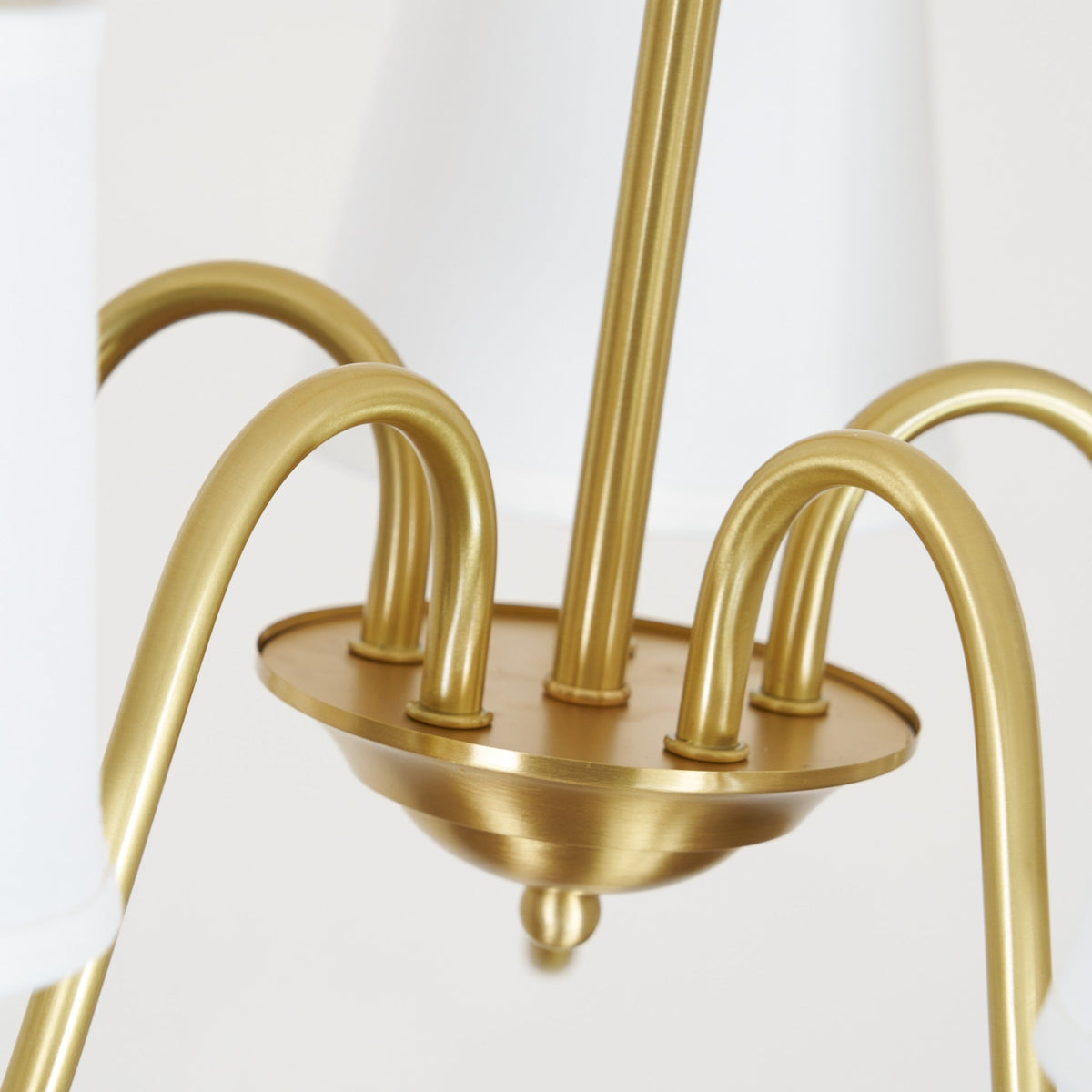 Aged Stacey Chandelier – Transitional Brass & Tailored Linen Shade Candelabra Chandelier