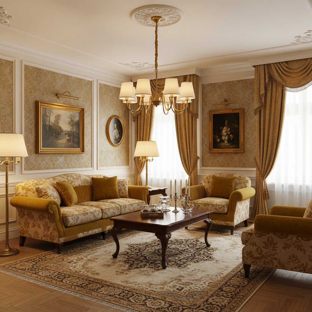 Aged Stacey Chandelier – Transitional Brass & Tailored Linen Shade Candelabra Chandelier