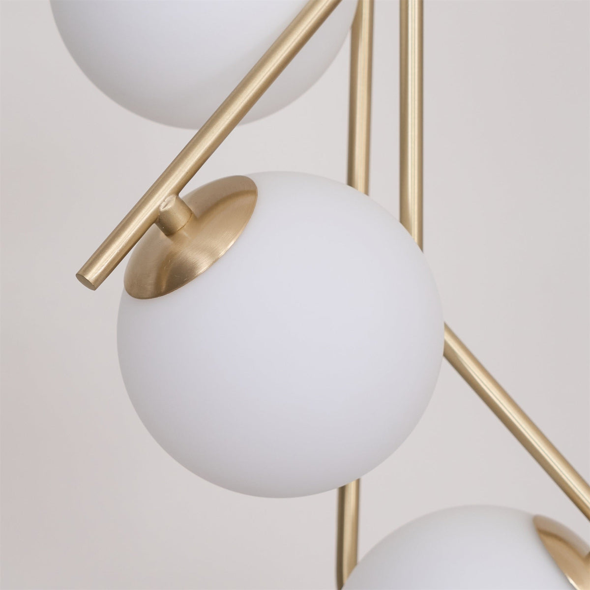 Ageet Pendant Light – Brass Vertical Stem & Spherical Glass Modern Chandelier