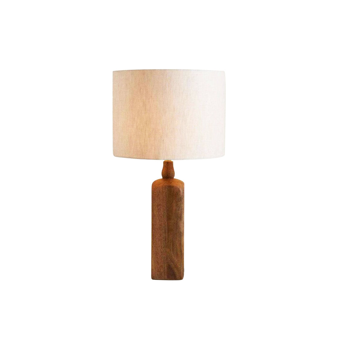 Aisling Table Lamp – Undulating Solid Wood Base & Linen Shade Modern Table Light