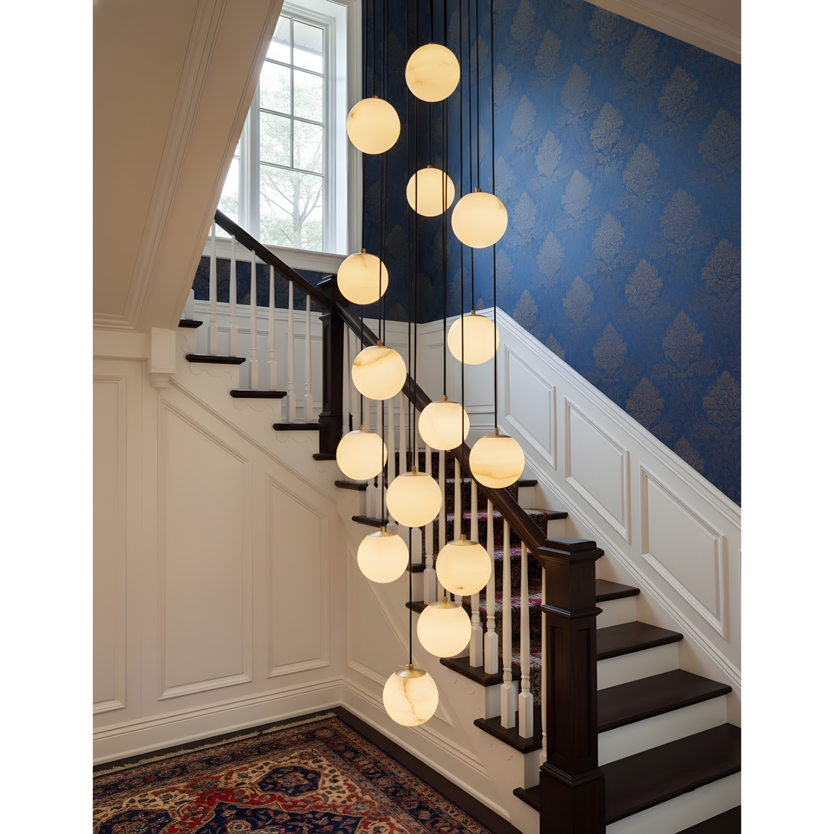 Alabaster Balls Cluster Chandelier – Natural Stone Orbs & Modern Cascading Chandelier
