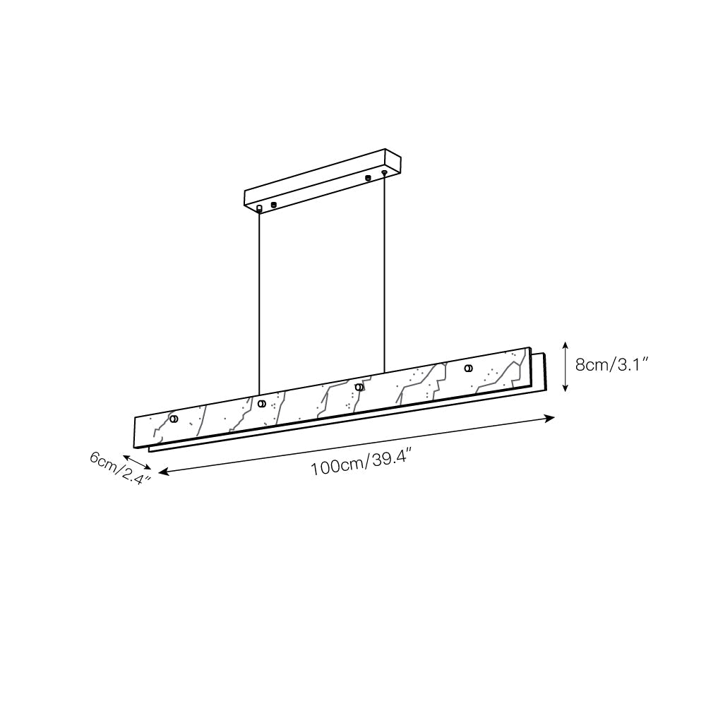 Alabaster LED Linear Pendant Light – Natural Stone & Stainless Steel Modern Suspension Light