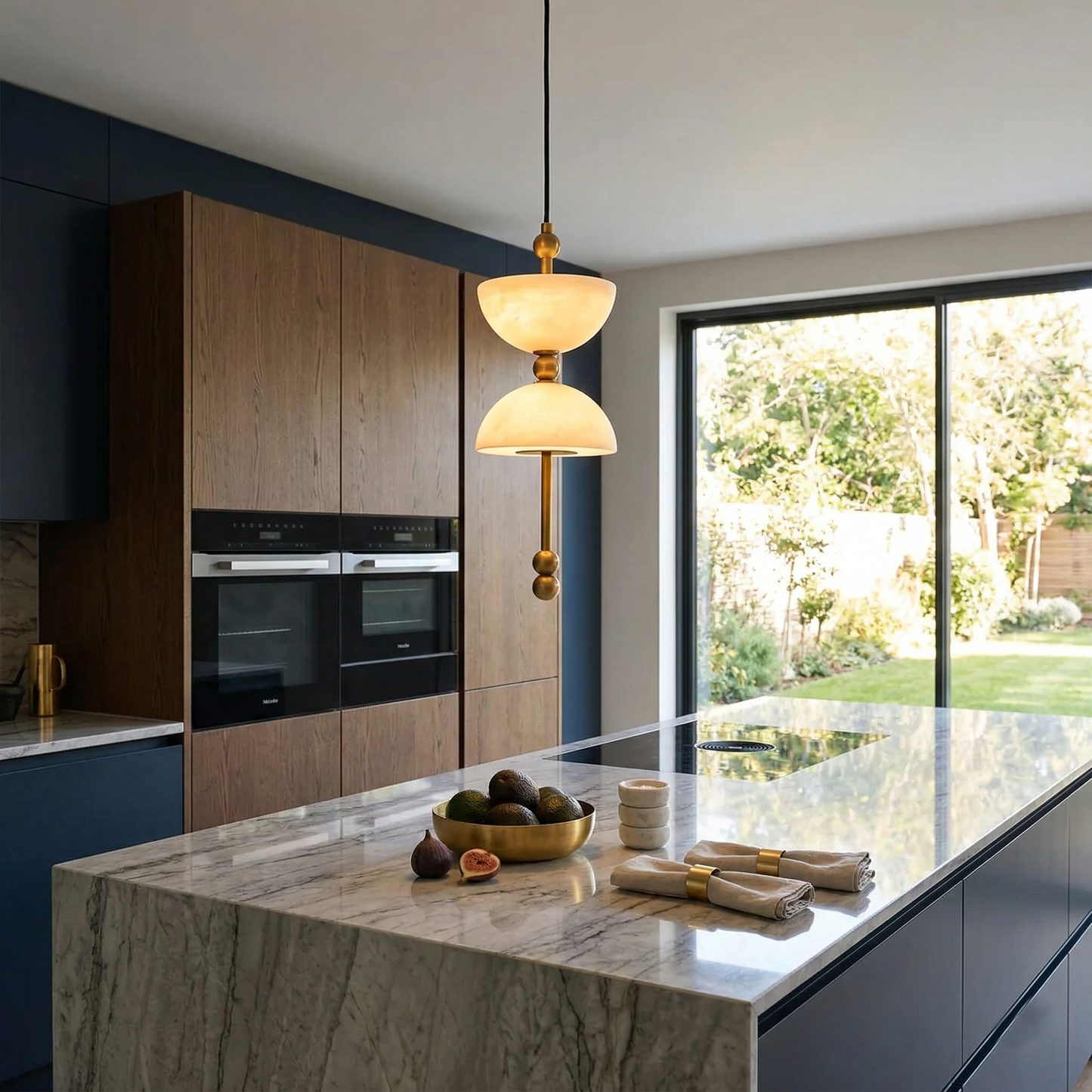 Lyra Alabaster Pendant Lamp - Natural Spanish Alabaster & Solid Brass LED Pendant