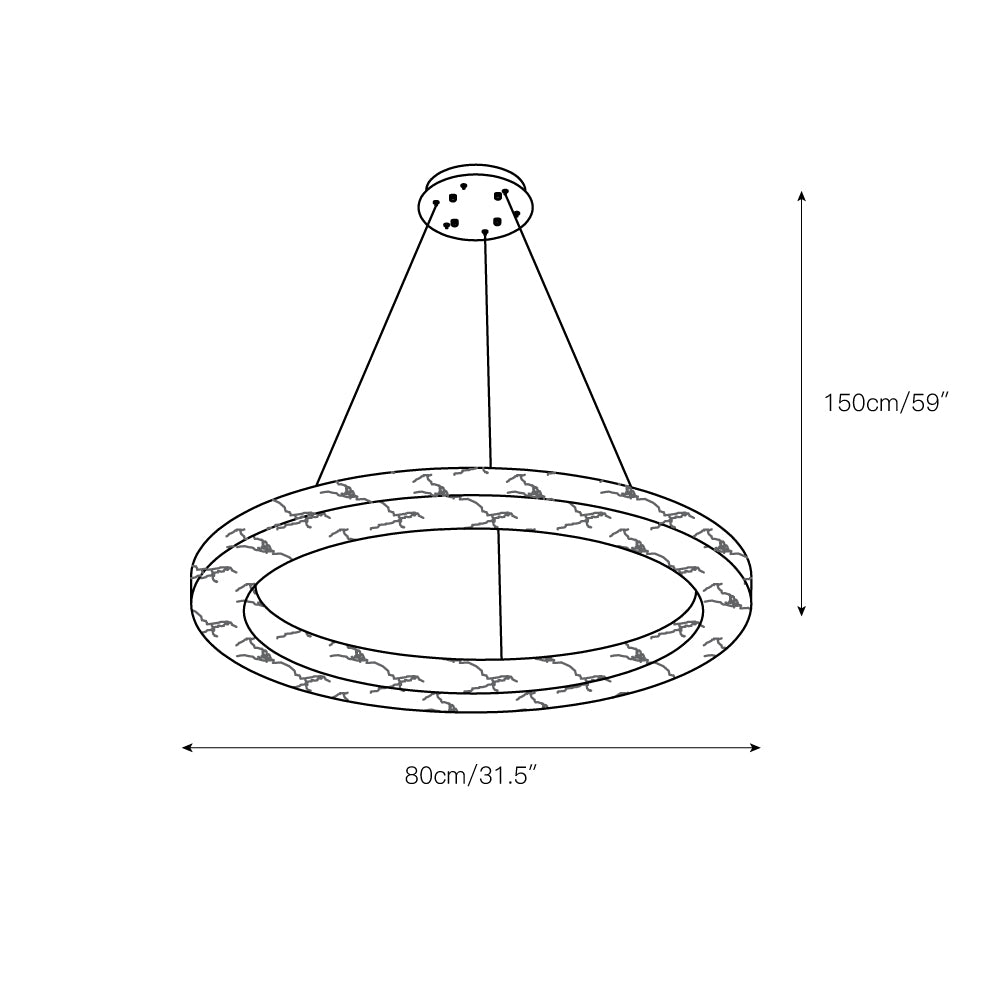 Alabaster Ring Chandelier – Natural Stone Halo & Brass Modern Luxury Chandelier