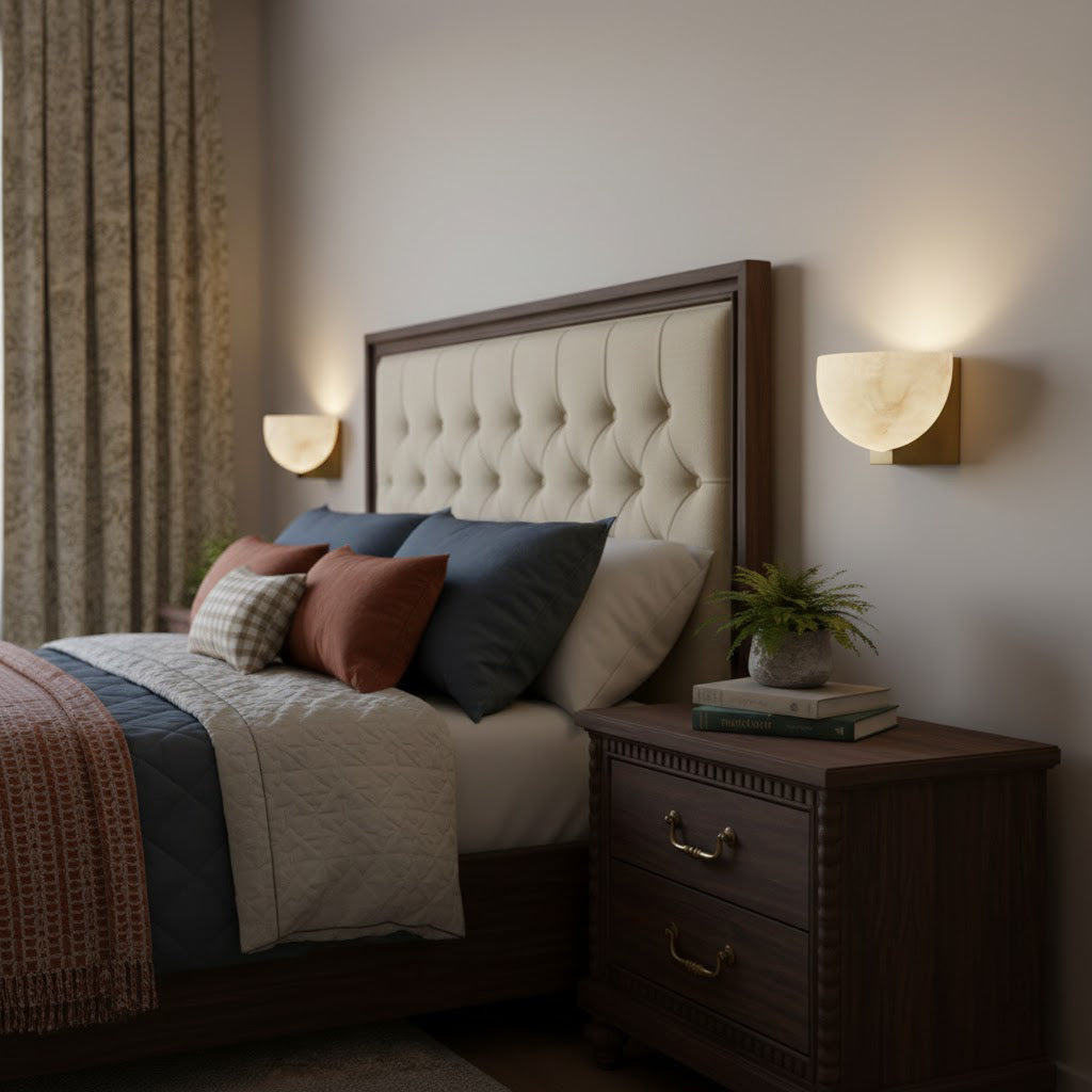Ando Brass Alabaster Sconce – Hand-Carved Alabaster Globe & Burnished Metal Wall Sconce
