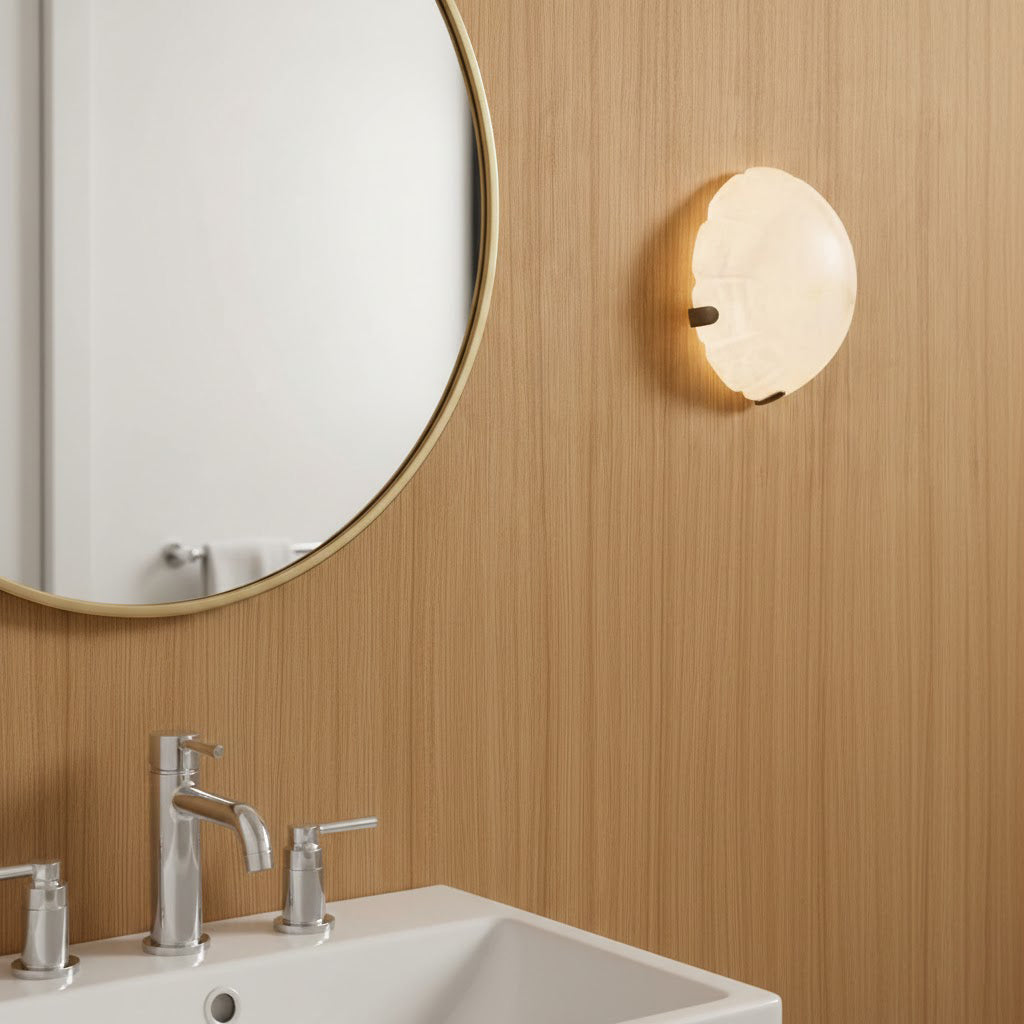 Dakota Alabaster Wall Lamp – Architectural Marble, Metal & Natural Alabaster Sconce
