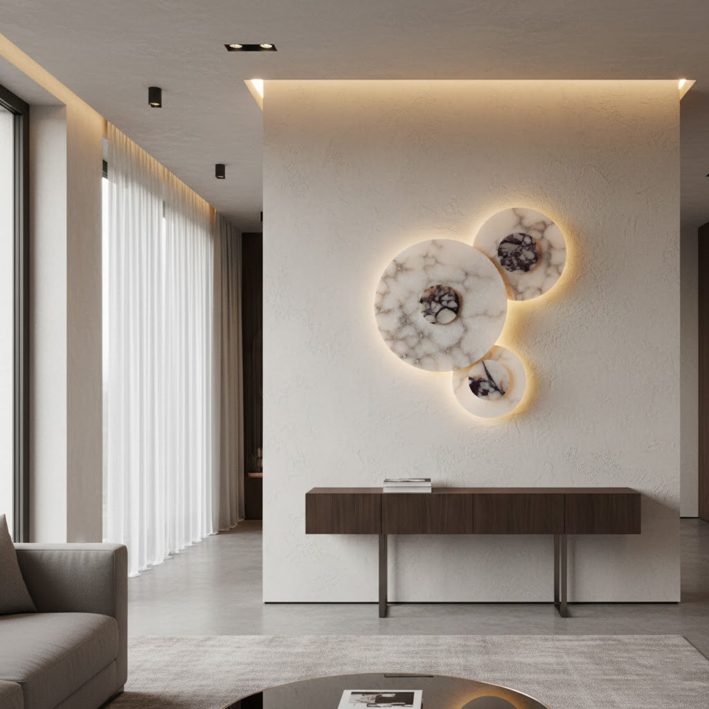 Median Combination Alabaster Wall Lamp - Multi-Head Stone Sconce