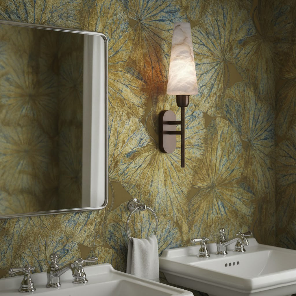 Arras Alabaster Wall Lamp | Luxury Rich Bronze & Natural Stone Sconce